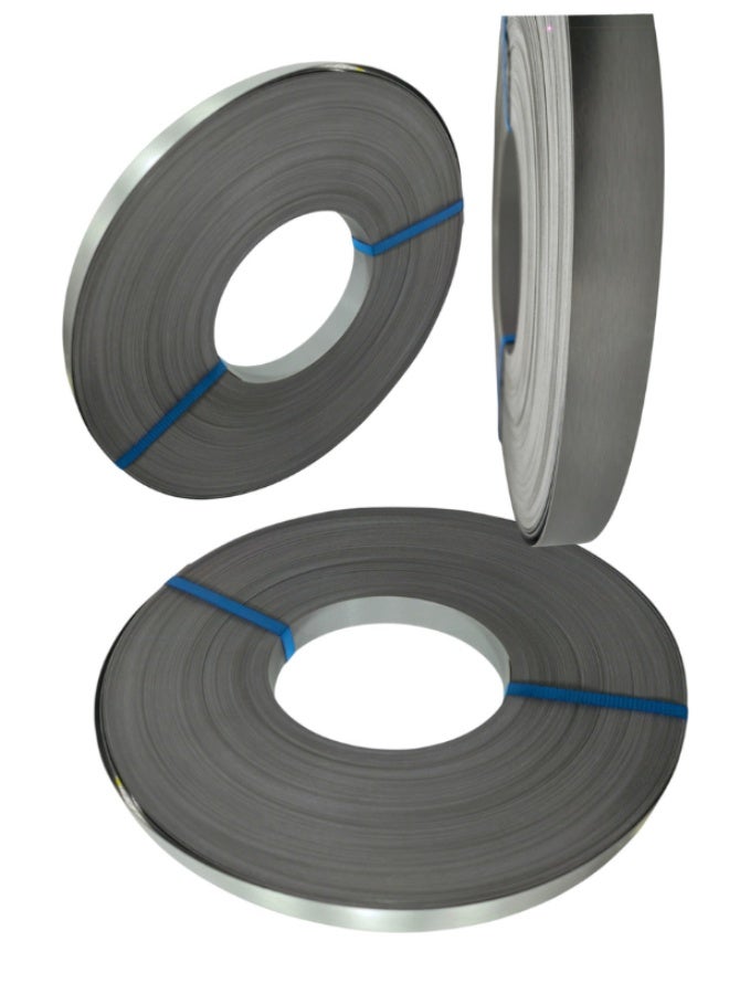 HME 8727 Metallic Stainless Steel PVC Edge Banding – 30mm x 1mm, 100m Roll | Brushed Finish Laminate Furniture Edge Finishing - Image 1