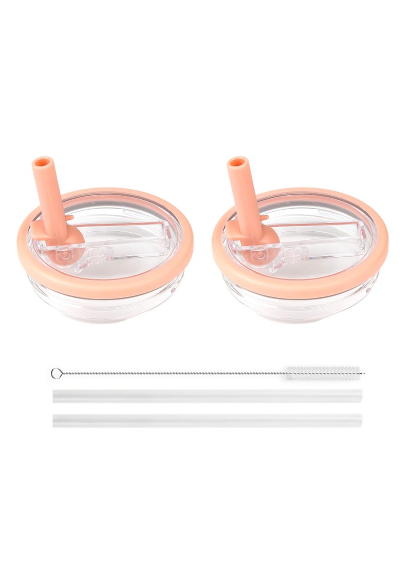 Generic 2 Pack 40 oz Tumbler Flip Straw Lid Replacement fit for Stanley Quencher, Spill Proof Splash Resistant Tumbler Lids,Reusable Tumbler Cover for Stanley Cup (Pink)  - Image 1