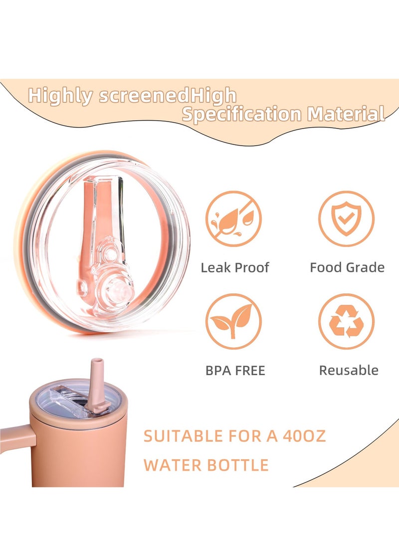 Generic 2 Pack 40 oz Tumbler Flip Straw Lid Replacement fit for Stanley Quencher, Spill Proof Splash Resistant Tumbler Lids,Reusable Tumbler Cover for Stanley Cup (Pink)  - Image 4