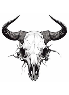 Dopetattoo 6 Sheets Temporary Tattoos Bull Skull Temporary tattoo Neck Arm Chest for Women Men Adults 