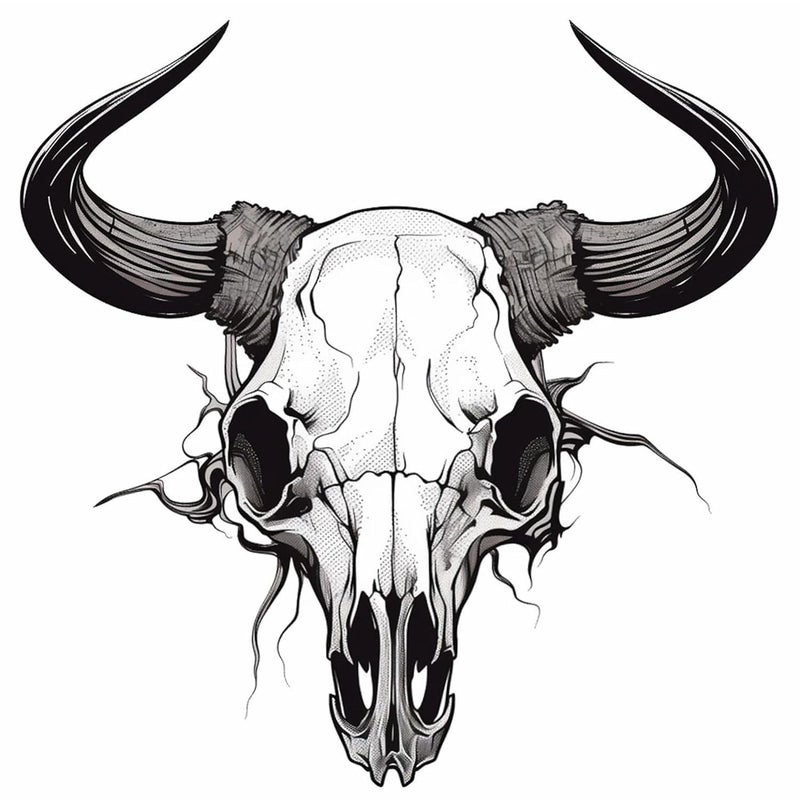 6 Sheets Temporary Tattoos Bull Skull Temporary tattoo Neck Arm Chest for Women Men Adults