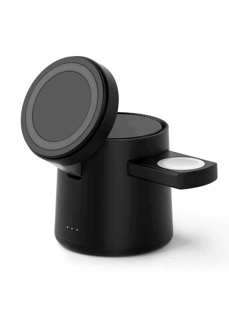 15W Magnetic Folding 3-in-1 Wireless Charger with MagSafe Stand - Compatible with iPhone 12-16 Series for Fast Charging and Convenient Use