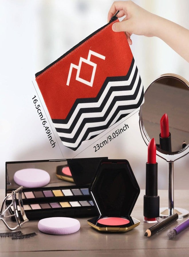 WCGXKO T Peaks TV Show Inspired Red Black & White Welcome To T Peaks Canvas Makeup Bag (Red) - Image 2
