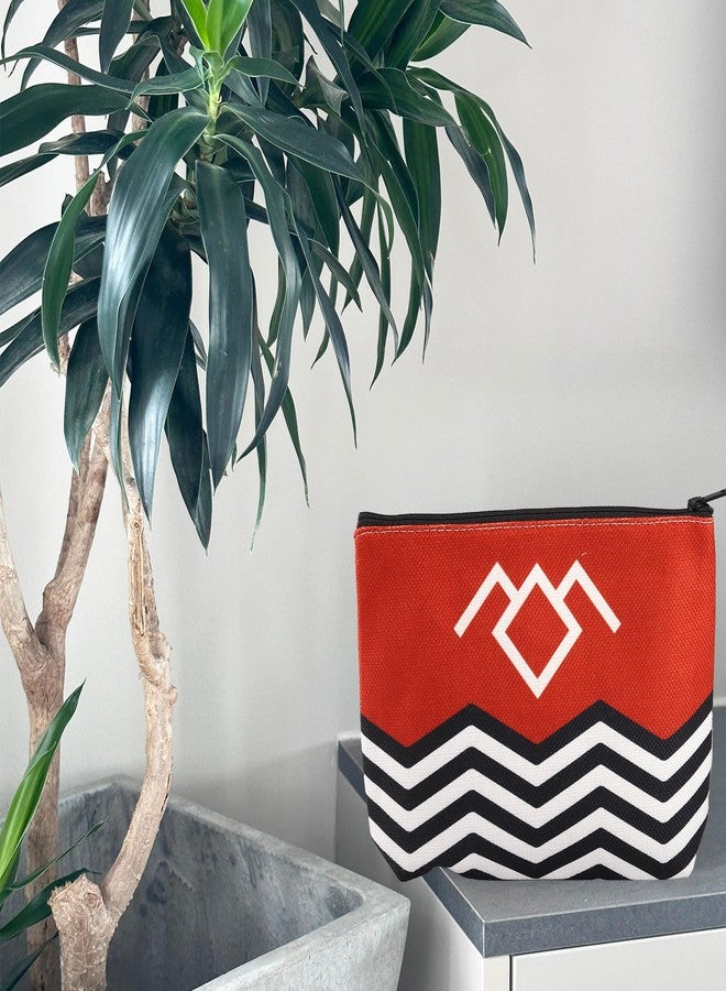 WCGXKO T Peaks TV Show Inspired Red Black & White Welcome To T Peaks Canvas Makeup Bag (Red) - Image 3