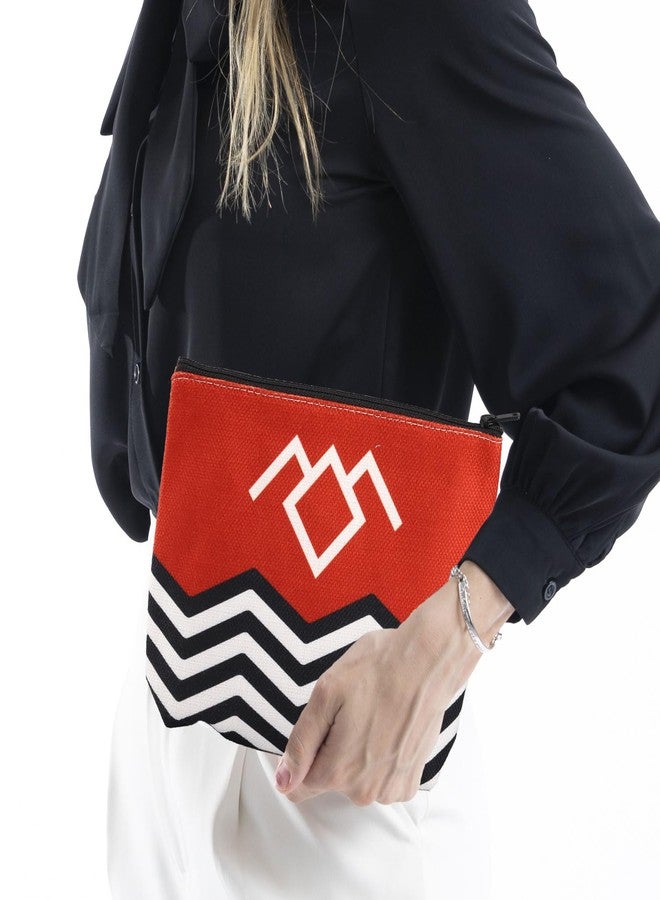 WCGXKO T Peaks TV Show Inspired Red Black & White Welcome To T Peaks Canvas Makeup Bag (Red) - Image 4