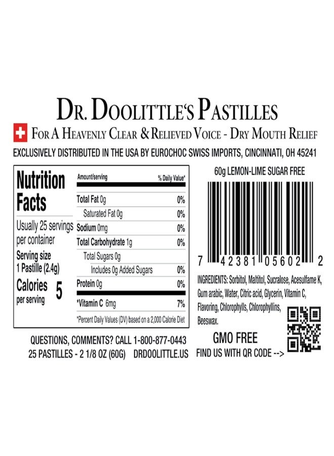 DOOLITTLE Dr Sugar Free Soft Fruit Pastilles for Voice and Throat, Lemon Lime Flavor, 2.12 Ounce Tin, Approximately 25 Count Package, 4 Pack - Image 5