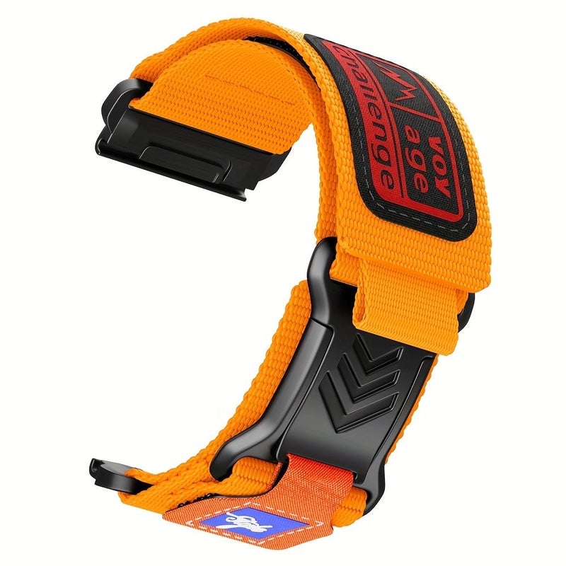 QuickFit 26mm Nylon Sport Loop Strap Orange Black for 51mm 47mm Smart Watches Durable Breathable - Image 4