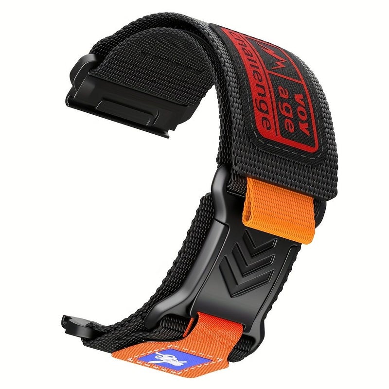 QuickFit 26mm Nylon Sport Loop Strap Orange Black for 51mm 47mm Smart Watches Durable Breathable - Image 5