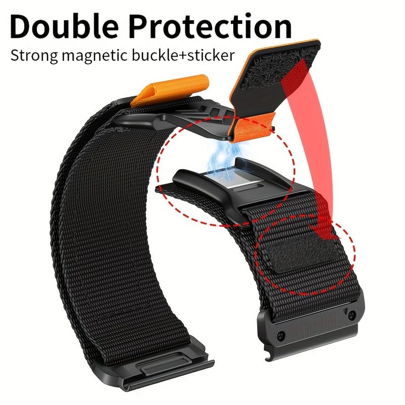 QuickFit 26mm Nylon Sport Loop Strap Orange Black for 51mm 47mm Smart Watches Durable Breathable - Image 3