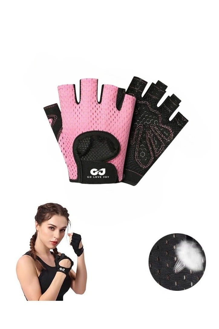 GO LOVE JOY Workout Gloves, with Palm Protection, Semi Finger Training Gloves, Lightweight Gym Weight Lifting Gloves for Men/Women, Breathable Exercise, Black  - Image 1