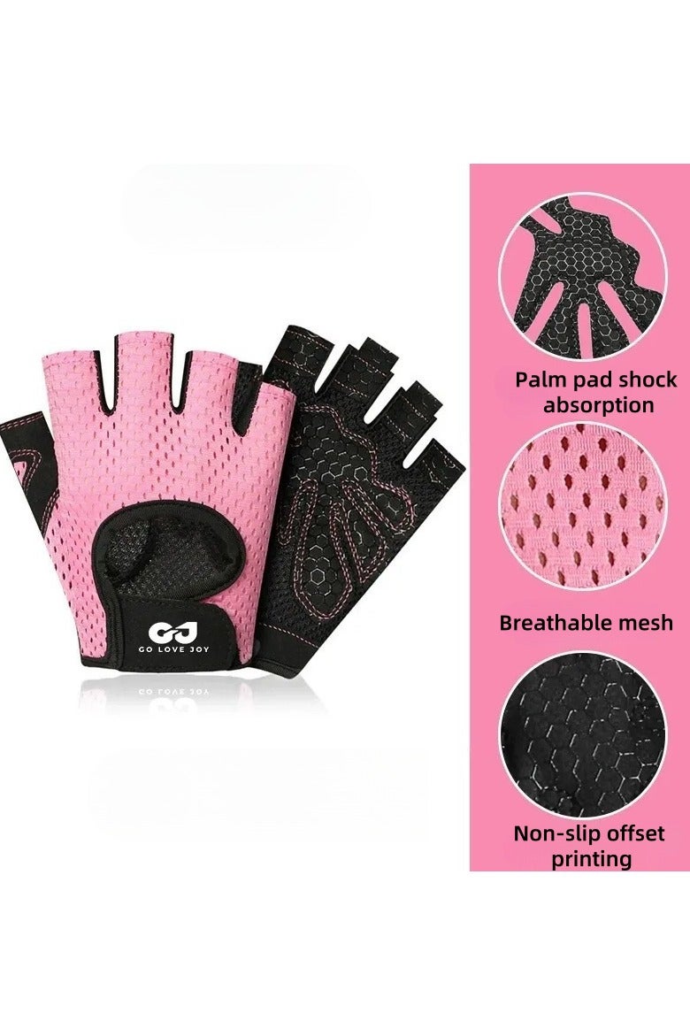GO LOVE JOY Workout Gloves, with Palm Protection, Semi Finger Training Gloves, Lightweight Gym Weight Lifting Gloves for Men/Women, Breathable Exercise, Black  - Image 2