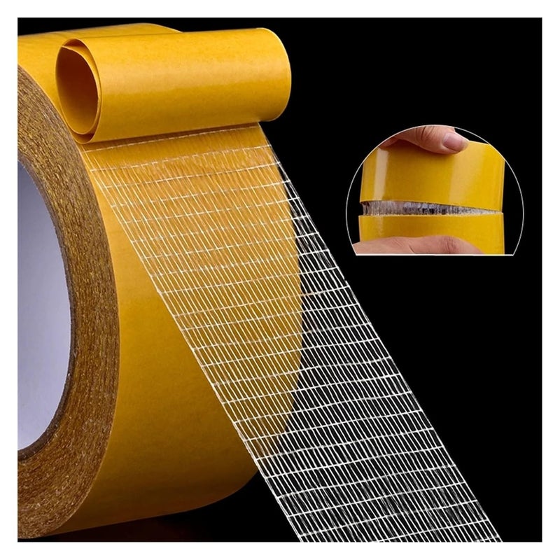 Double-Sided Fiberglass Grid Sticky Adhesive Fiber Transparent Mesh Tape Strong Waterproof Thick 20 Meter(12mm) - Image 3