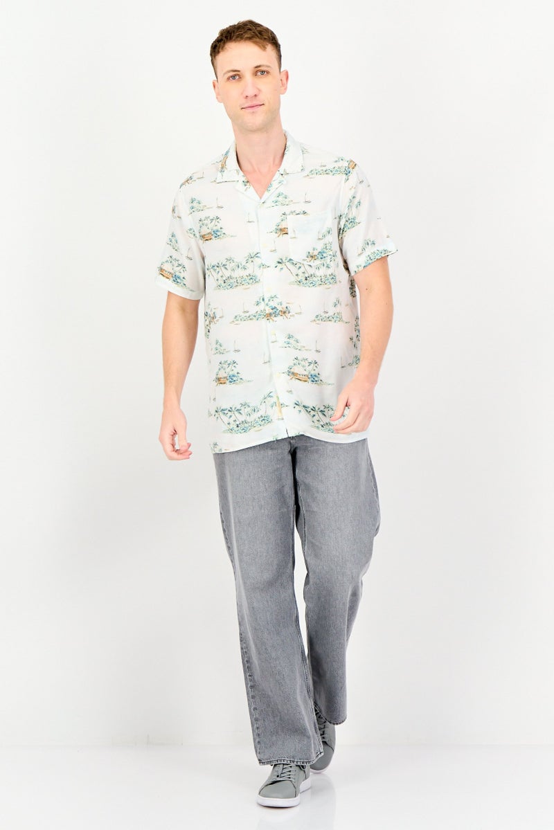 Chaps Men Regular Fit Allover Print Short Sleeve Shirt, Multicolor - Image 4