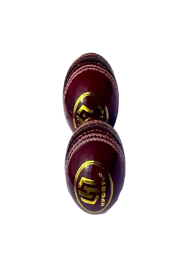 HYORTS Senior Official Hard & Seasoned 4 Pieces Leather Cricket Balls for Practice A Grade Handstitched Pack of 2 - Image 1