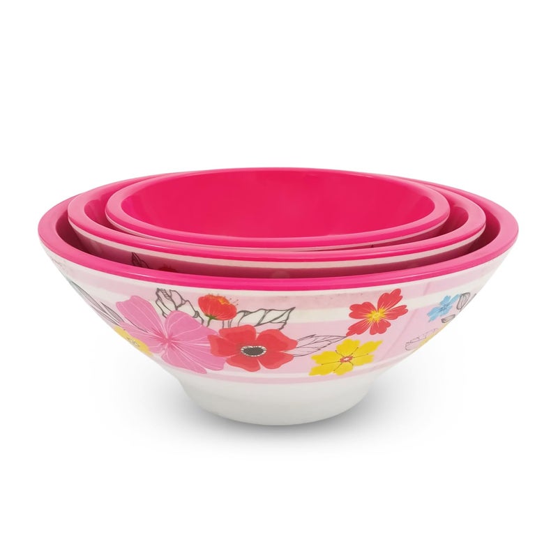 Superware | Pure Melamine | 2Tone Bowl Set - Pink + Florida (3 Pcs.) | Stain Free, Glazed Finish - Image 2