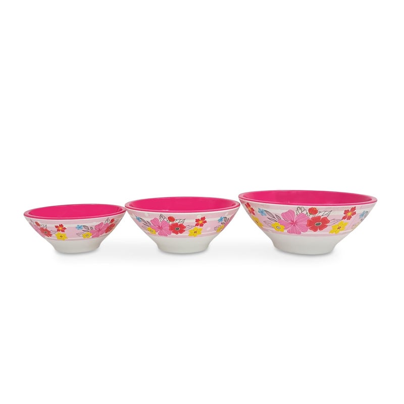 Superware | Pure Melamine | 2Tone Bowl Set - Pink + Florida (3 Pcs.) | Stain Free, Glazed Finish - Image 5