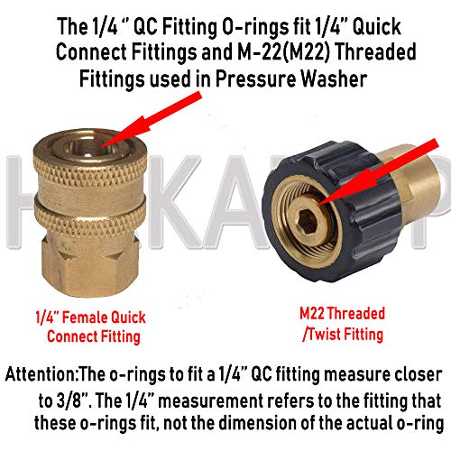 HAKATOP (100pk) New Pressure Washer O-Rings Seal Kits for 1/4"&3/8'' Quick Coupler - Image 3