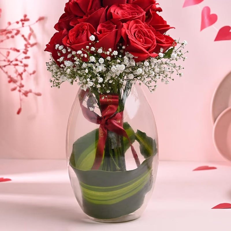 Floweraura FlowerAura Fresh Live Flower Bouquet of 24 Red Roses Flowers In Vase For Birthday Gift Anniversary Gift Wedding Gift Congratulations Gift Gift For Special Occasions Same Day Delivery  - Image 3