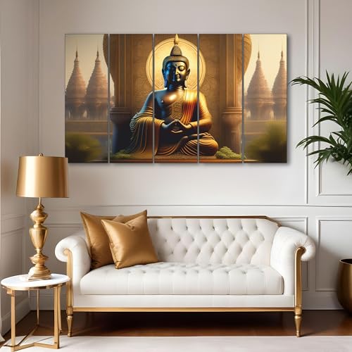 The Castle Decor Lord Buddha Wall Painting for Living Room Big Size - Meditating Gautam Buddha Painting Wall Decor Peaceful Art for Bedroom, Office, Hotels & Gifting - Wooden Framed (27x48 inch) - Image 2