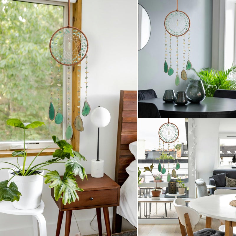 Dreamocean Boho Dream Catchers, Crystal Large Dreamcatcher Green Turquoise Suncatchers for Windows Wall Hangings Decoration Gifts for Adult Girls Bedroom Garden Room Decor - Image 3