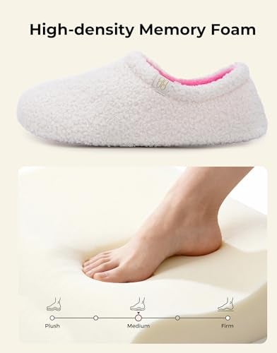HomeTop Women's Fuzzy Curly Fur Memory Foam Loafer Slippers Bedroom House Shoes with Polar Fleece Lining (7-8 US,Bliss Ivory) - Image 4