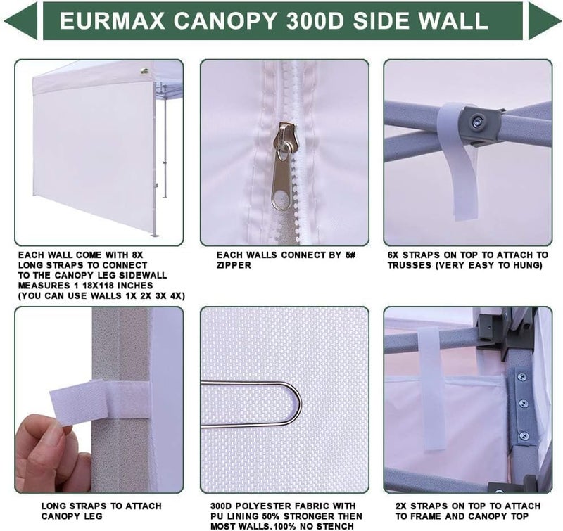 Eurmax USA Instant Canopy SunWall, 10x10, Green - Image 5