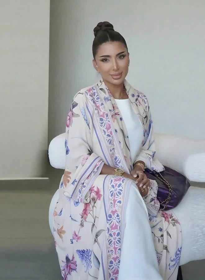 تايك تو عباية بطبعة زهور