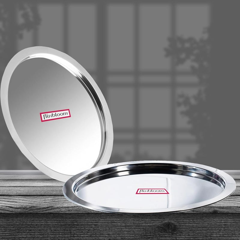 FLIXBLOOM Flixbloom Special Combo 2 Pcs 26cm 28cm Stainless Steel Heavy Gauge Kitchen CibaLidsTope CoverPatilaBhagona LidCookware Cover 26cm 28cm  - Image 1