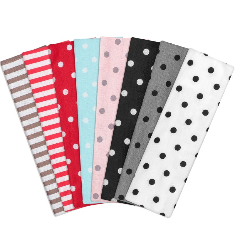 obeoby 8 Pack Polka Dot Headband for Women Y2k Outfits, Non Slip Stripe Hairbands Trendy Head Bands for Women's Hair - Image 1