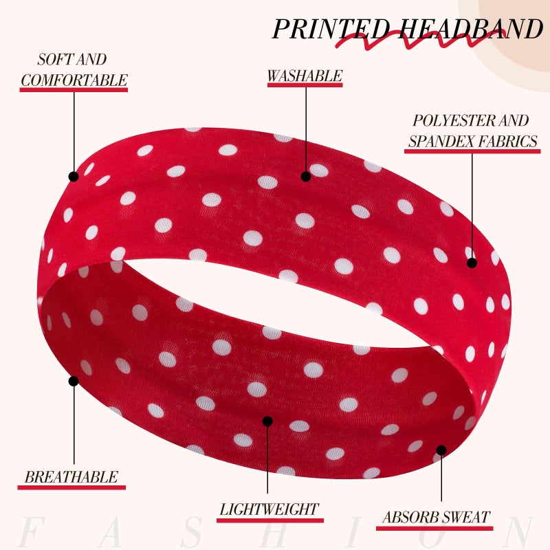 obeoby 8 Pack Polka Dot Headband for Women Y2k Outfits, Non Slip Stripe Hairbands Trendy Head Bands for Women's Hair - Image 3