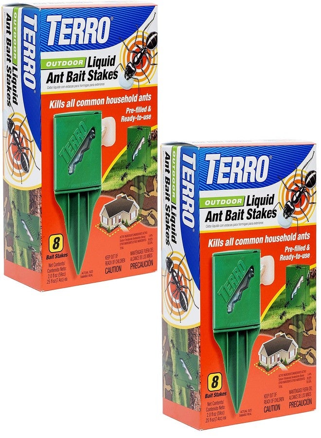 أوتاد طُعم سائل لقتل النمل للاستخدام الخارجي من Terro T1812 - 8 قطع (0.25 أونصة لكل قطعة) (عبوة من قطعتين) - Image 1