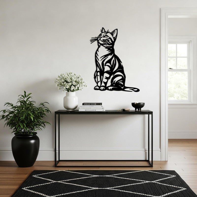 Otoolling Cat Wall Art Decor Black Metal Wall Sculptures for Cat Lovers 11.8 x 8.6 Inch Cats Sign Therian Decor for Living Room Bedroom Kitchen Home Decoration - Image 4