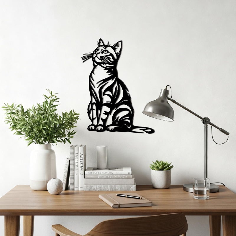 Otoolling Cat Wall Art Decor Black Metal Wall Sculptures for Cat Lovers 11.8 x 8.6 Inch Cats Sign Therian Decor for Living Room Bedroom Kitchen Home Decoration - Image 5
