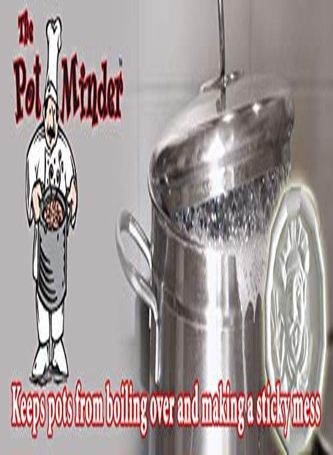 JBK Pottery Pot Minder Ceramic Boil Spill Stopper Disc - Kitchen Overflow Preventer for Noodles, Soups, Pasta, Seafood - Heat, Steam & Splatter Saver for Stove & Microwave - 2.3 inches, Chef Design - Image 3