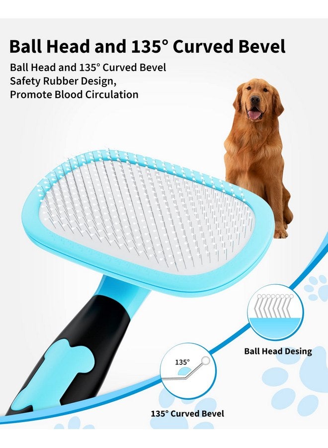 Glendan Dog Brush & Cat Brush- Slicker Pet Grooming Brush- Shedding Grooming Tools(Blue) - Image 2