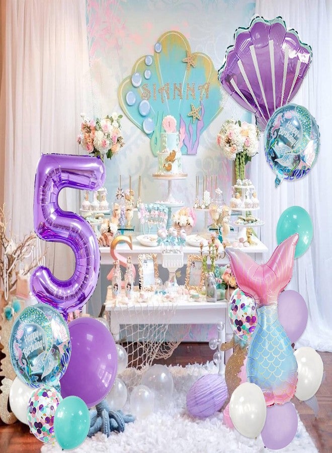 Dokuna Mermaid Party Decorations, 13 Pcs Mermaid Balloons for Girls Birthday Party Decorations - Image 5