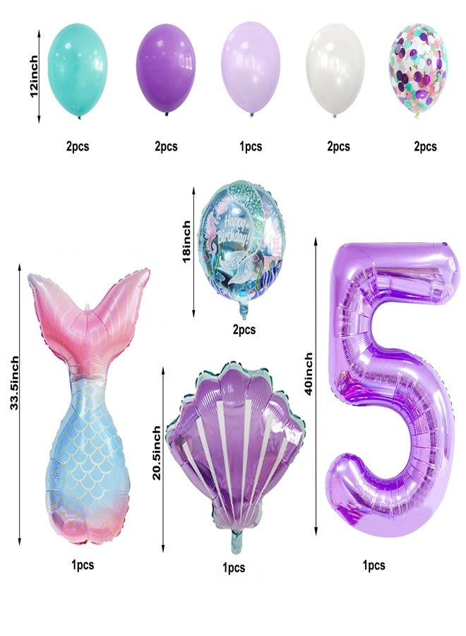 Dokuna Mermaid Party Decorations, 13 Pcs Mermaid Balloons for Girls Birthday Party Decorations - Image 4