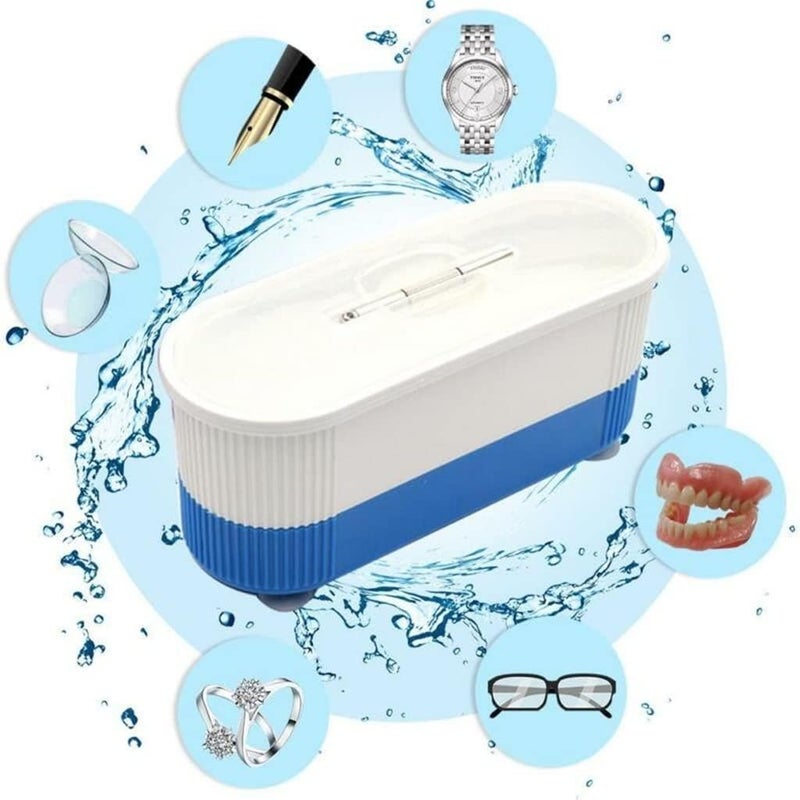 Eyewear Cleaner - Digital Ultrasonic Cleaner for Contact Lenses, Watches, Rings, and Jewelry with Professional Cleaning Tools in Blue - Image 3