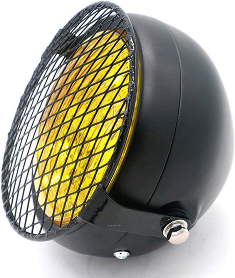 YIBO Vintage Motorcycle Headlight with Grill Cover - Image 2