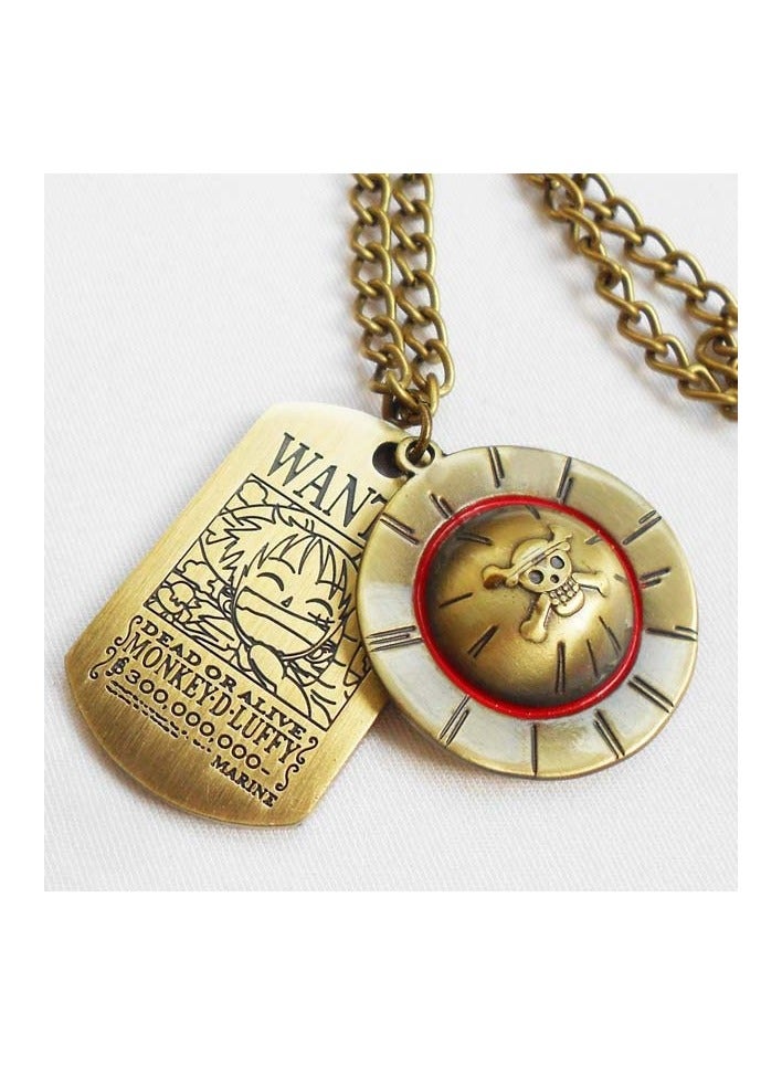 Anime One Piece Luffy Skeleton Pendant Necklace The Straw Hat Pirates Rope Chain Pendant Necklace for Men Boys Cap Cosplay for Boys Men