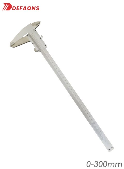 DEFAONS 0-300mm Vernier Caliper – High Precision Carbon Steel Measuring Tool with Laser Engraved Scale, Fine Adjustment Roller, Fixed Thumb Rest, Multi-Function Measurement for External, Internal, Depth, and Step Dimensions