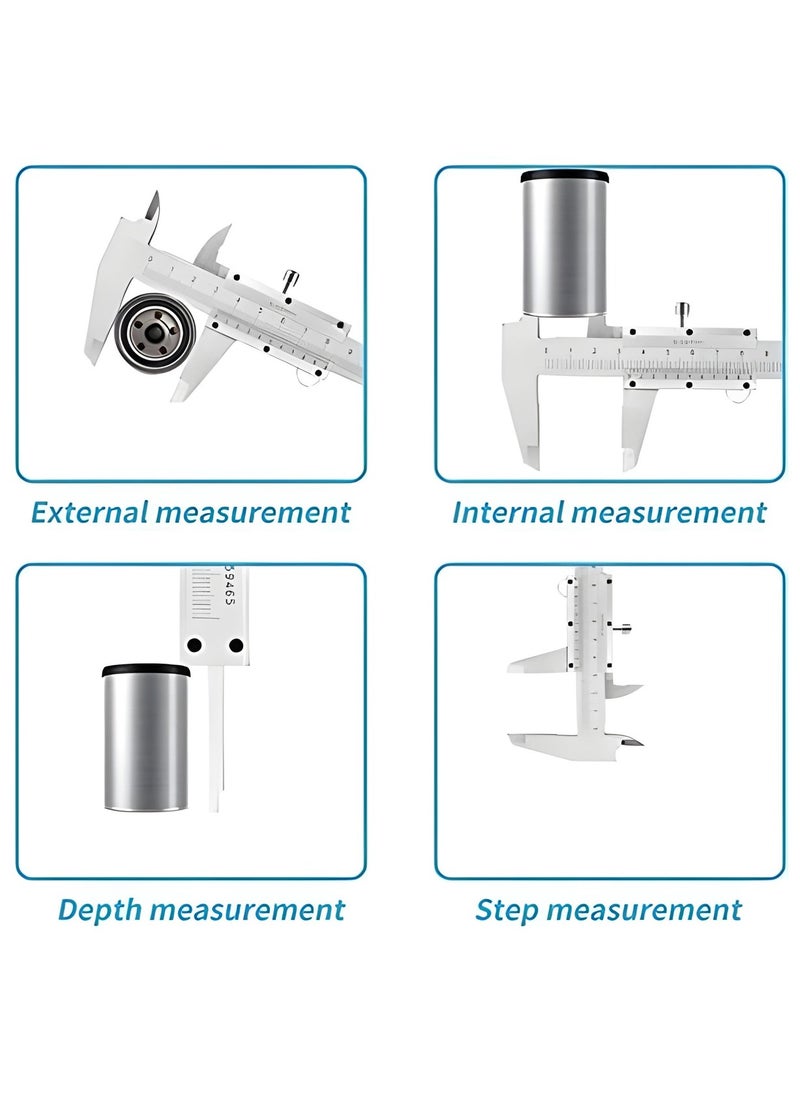 DEFAONS - DEFAONS 0-300mm Vernier Caliper – High Precision Carbon Steel Measuring Tool with Laser Engraved Scale, Fine Adjustment Roller, Fixed Thumb Rest, Multi-Function Measurement for External, Internal, Depth, and Step Dimensions - Image 1