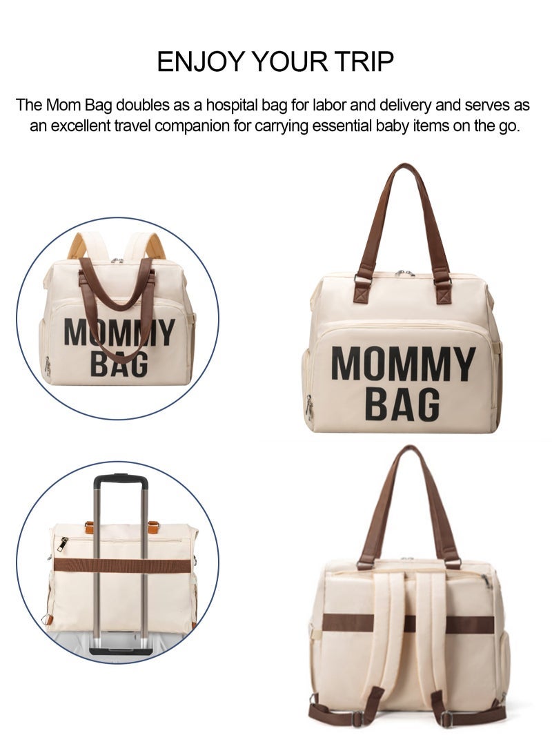 URbazaar حقيبة ظهر حفاضات URbazaar، حقيبة أطفال، 4 في 1 حقيبة حفاضات، حقيبة أم للمستشفى مع 14 جيب، حقيبة حفاضات للولادة، حقيبة سفر كبيرة مقاومة للماء للأطفال مع 2 جيب معزول، بيج - Image 5