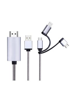 3 in 1 HDMI Cable Adapter 1080P USB/Type-C to HDMI Adapter Mirror Mobile Phone Screen to TV/Projector/Monitor Compatible with Phone 13/12/11/S8/9/Note/8/9 and More