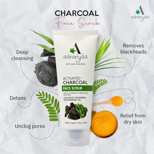 Aaranyaa Charcoal Face Scrub (100gm) | Exfoliate Scrub With Activated Charcoal & Tamarind | For Tan Removal,Blackhead, Whitehead , Dead Skin Remover, Detan | Charcoal & Eucalyptus Scrub for Face | Face Scrub For Women & Men - Image 3