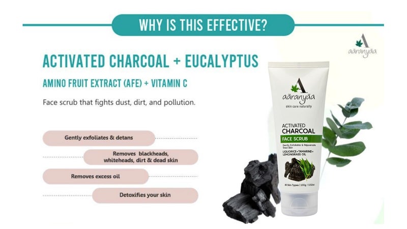 Aaranyaa Charcoal Face Scrub (100gm) | Exfoliate Scrub With Activated Charcoal & Tamarind | For Tan Removal,Blackhead, Whitehead , Dead Skin Remover, Detan | Charcoal & Eucalyptus Scrub for Face | Face Scrub For Women & Men - Image 2