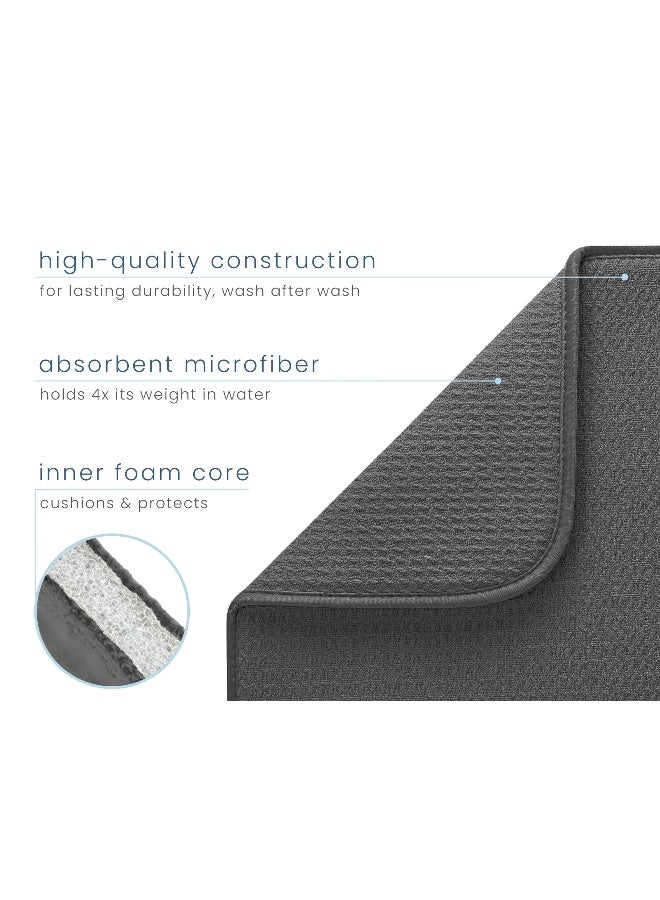 S&T INC. Dish Drying Mat XL, Highly Absorbent Microfiber Kitchen Counter Mat, Dish Drying Pad for Dishes, Utensils, Pots and Pans, Extra Large 18" x 24", Charcoal - Image 3