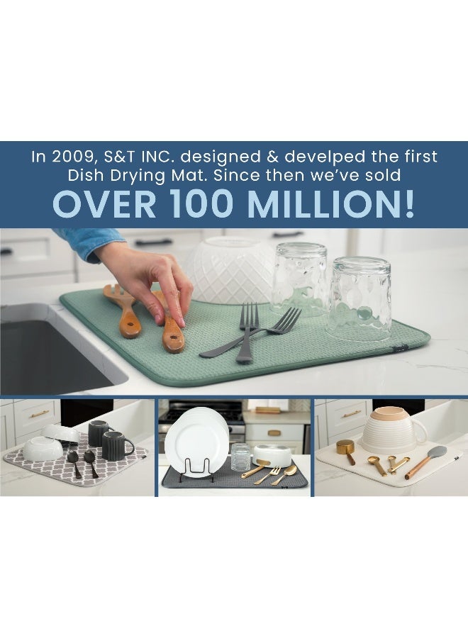 S&T INC. Dish Drying Mat XL, Highly Absorbent Microfiber Kitchen Counter Mat, Dish Drying Pad for Dishes, Utensils, Pots and Pans, Extra Large 18" x 24", Charcoal - Image 5