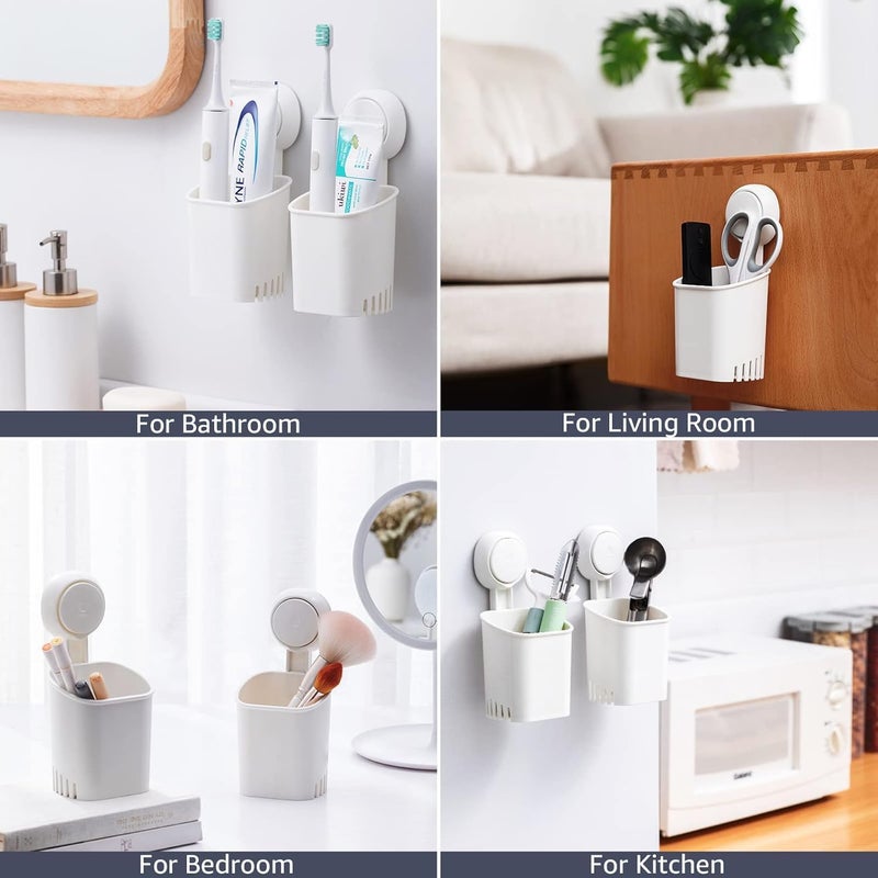 ARUP Shelf Adhesive Bathroom Shelf with Wall Mounted Toothbrush Holder/Bathroom Shelf for Wall Self Adhesive/Toothbrush Holders for Toothbrushes (1PCS) - Image 3