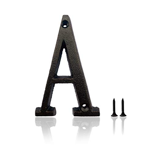 hom&us 5 Inch House Numbers, Cast Iron House Numbers for Outside, Address Numbers for Houses, Farmhouse, Garage, Shop, Offices, Hotel, LETTER A - Image 1